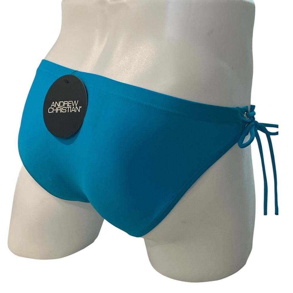 Andrew Christian Side Lace Bikini Turquoise Medium - Picture 11 of 15